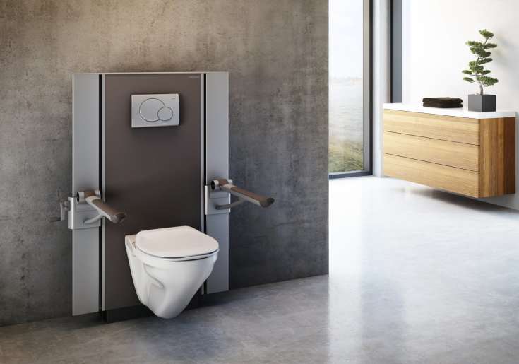 Pressalit Care Select TL2 toiletstøtte, vægafløb, manuel, grå