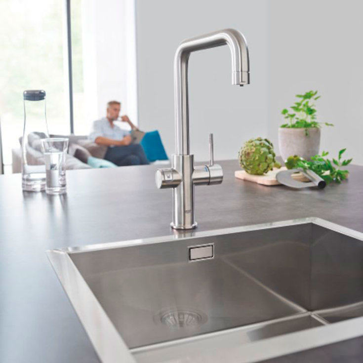 Grohe Blue Home køkkenarmatur, afkølet vand, brus, stål