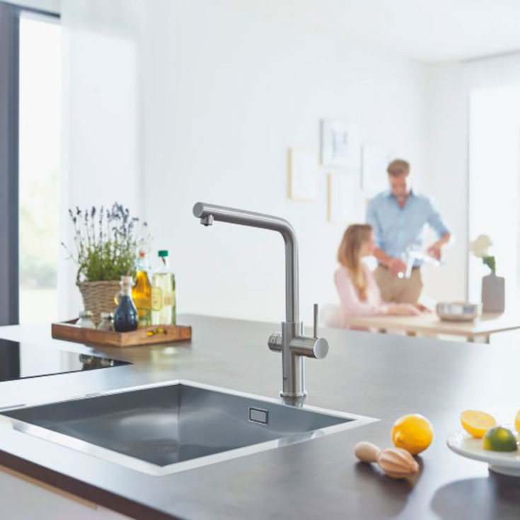 Grohe Blue Home køkkenarmatur, afkølet vand, brus, stål
