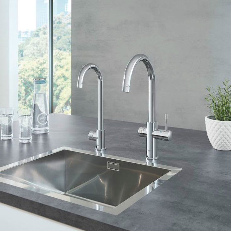 Grohe Blue Home Mono køkkenarmatur, afkølet vand, brus, krom