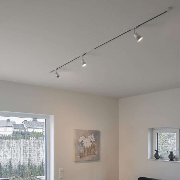 SLV Puri Track spot til 1F strømskinne, GU10, hvid med satineret glas