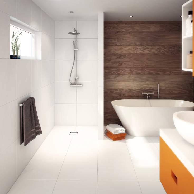 Purus Multiflex Tile Insert afløbskål, til beton og flisegulv, med fliseindsats, Ø110 mm