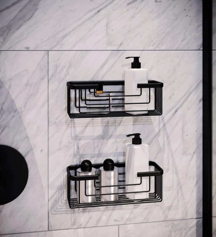 Hefe Piren dusjhylle, matt sort