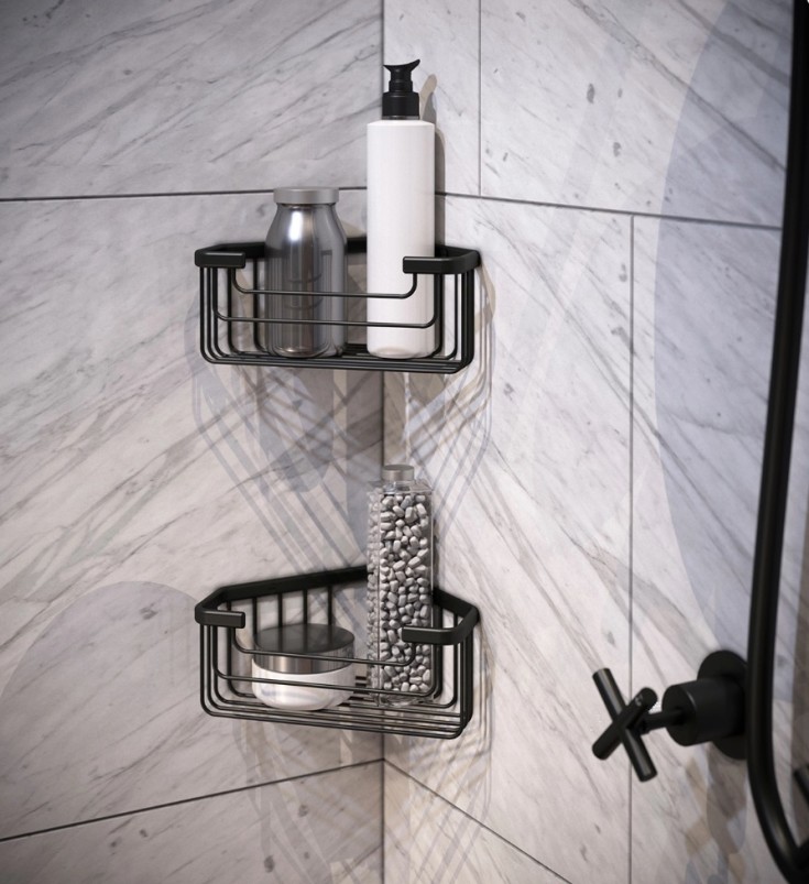 Hefe Piren dusjhylle, matt sort