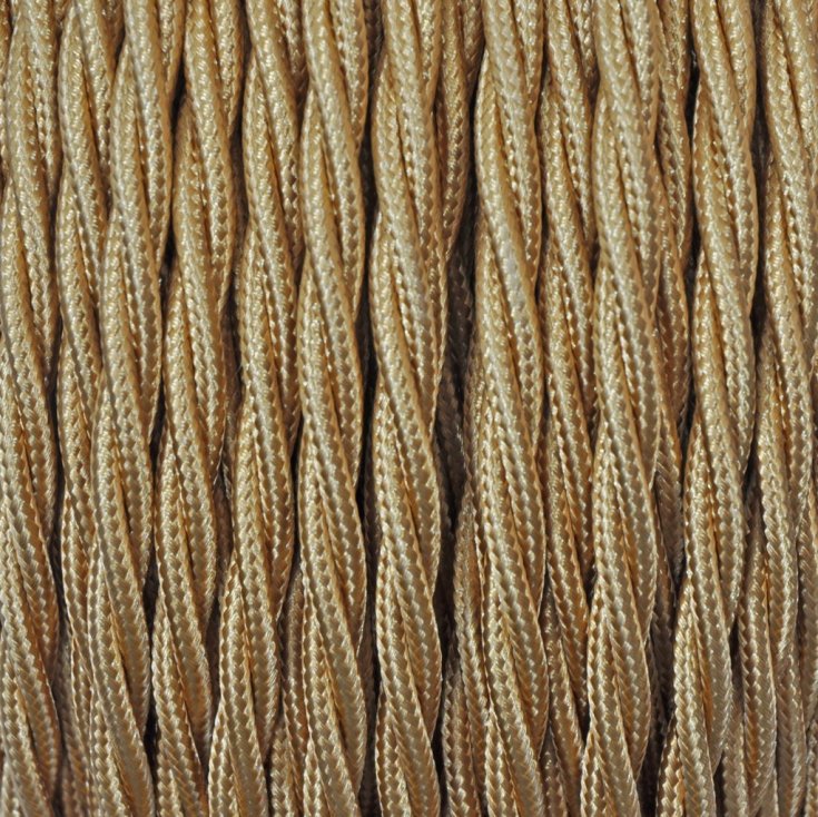 100 meter Stofledning, snoet, 2x0,75 mm², guld, S100