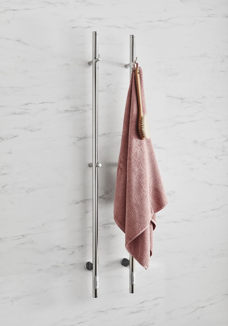 Noro Uno elektrisk håndkletørker, 1480x75 mm, polert rustfritt stål