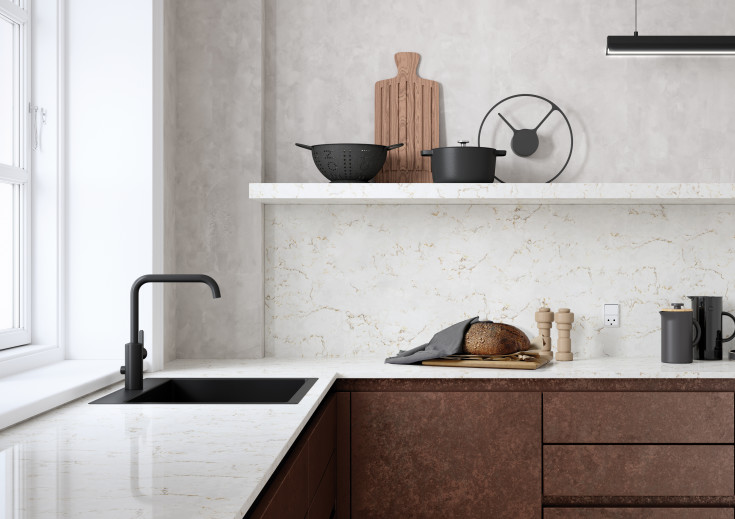 Damixa Silhouet köksblandare, diskmaskinsavstängning, matt svart