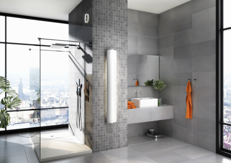 Pax Velvet håndkletørker, el, LED, 21x143 cm, sølv