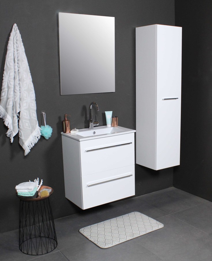 Sanibell Basicline möbelpaket, 80x39 cm, vit högglans