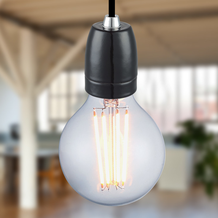 Halo Design porcelæn E27 fatning, sort