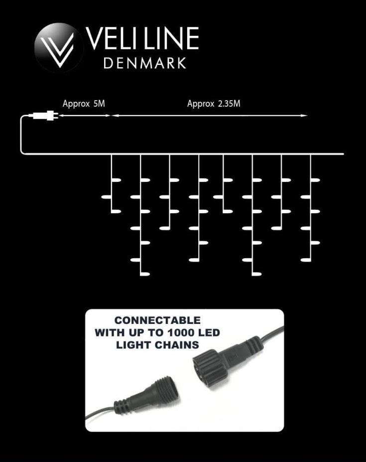 Veli Line istap lyslenke utendørs, hvit lys