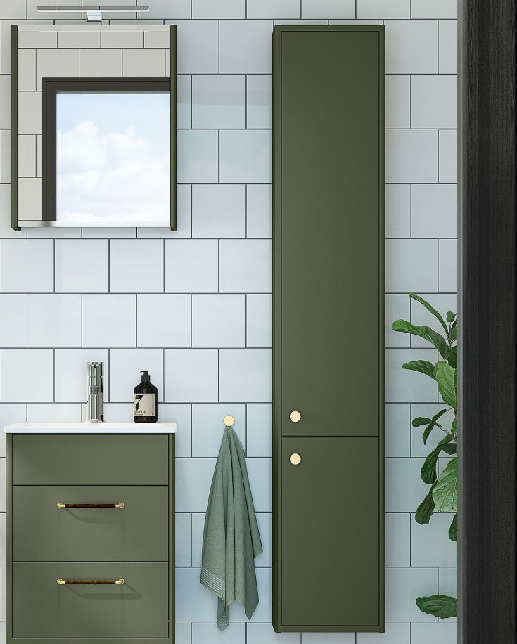 Gustavsberg Graphic højskab, 30x165 cm, grøn