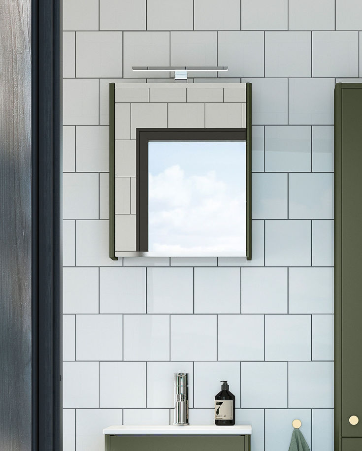 Gustavsberg Graphic spejlskab, 45x55 cm, grøn