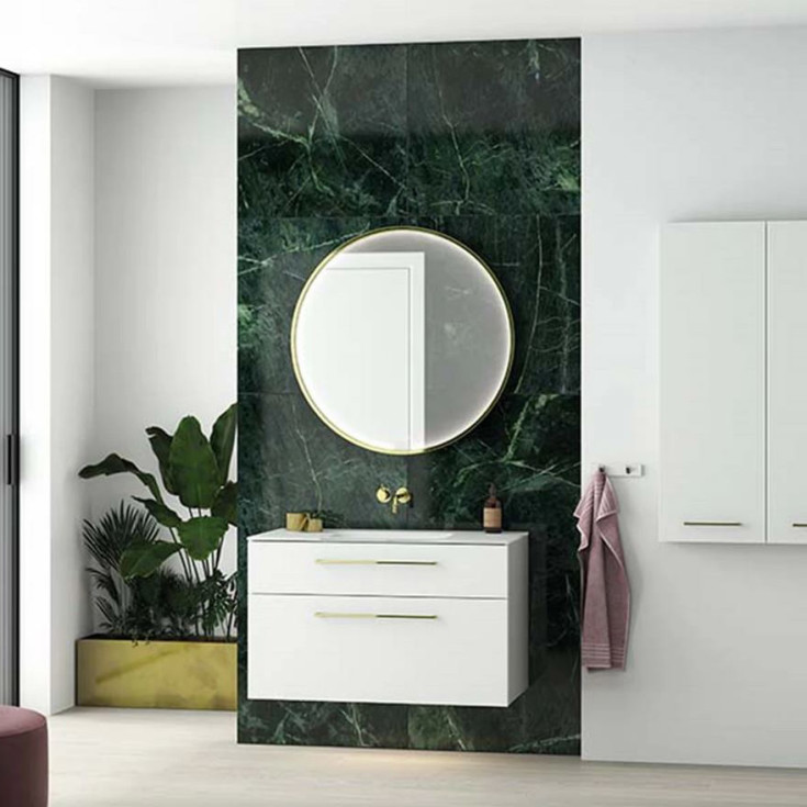 Dansani Moon spejl med lys, messing, Ø90 cm