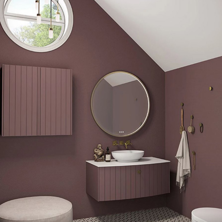 Dansani Moon spejl med lys, messing, Ø90 cm