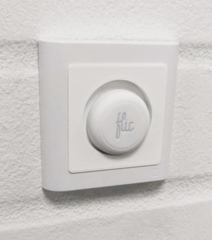 Indsats til smart button med LK Fuga Soft design ramme, lysegrå