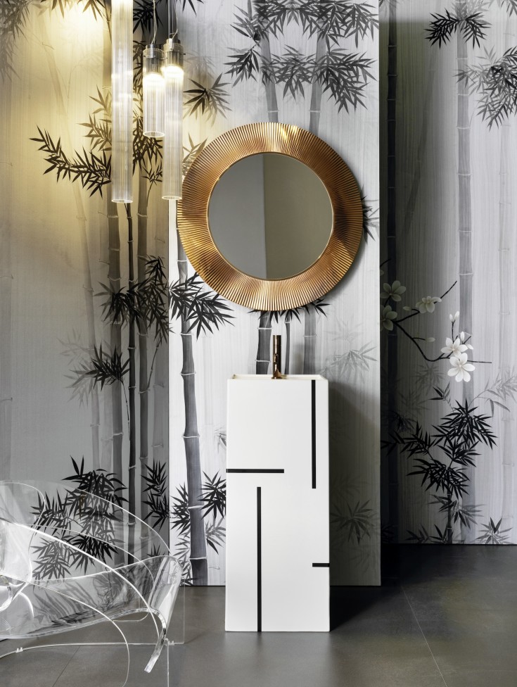 Kartell Laufen All Saints spegel, Ø78 cm, koppar