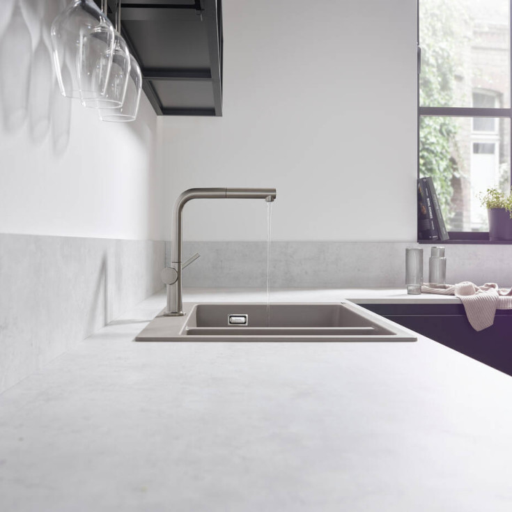 Hansgrohe Talis M54 köksblandare, utdragbar pip, stål