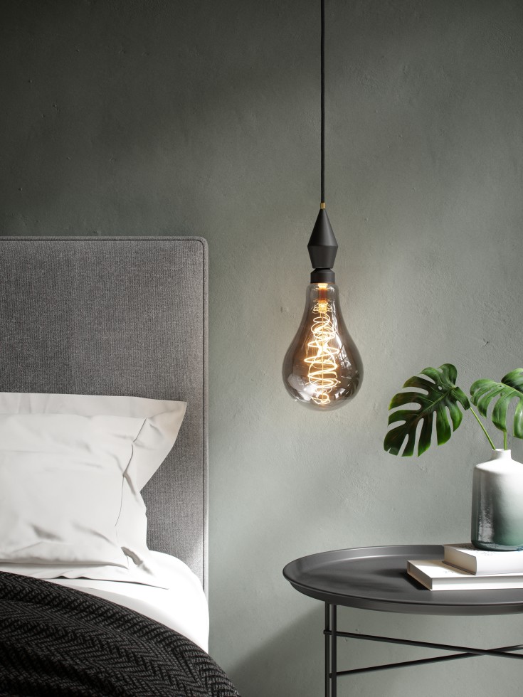 Nordlux Deco Gigant Spiral dråbeformet E27 globepære, 8,5W, røgfarvet