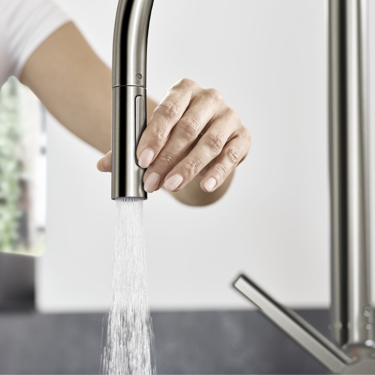 Hansgrohe Talis M54 köksblandare, utdragbar pip, stål