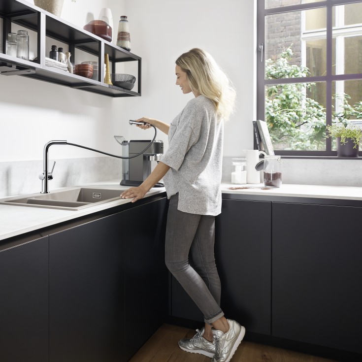 Hansgrohe Talis M54 köksblandare, utdragbar pip, stål