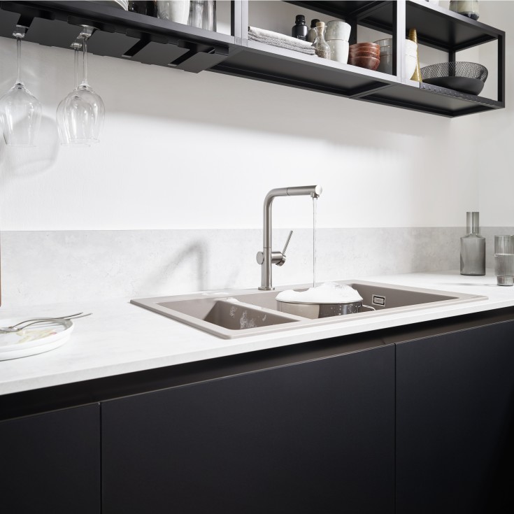 Hansgrohe Talis M54 köksblandare, utdragbar pip, stål