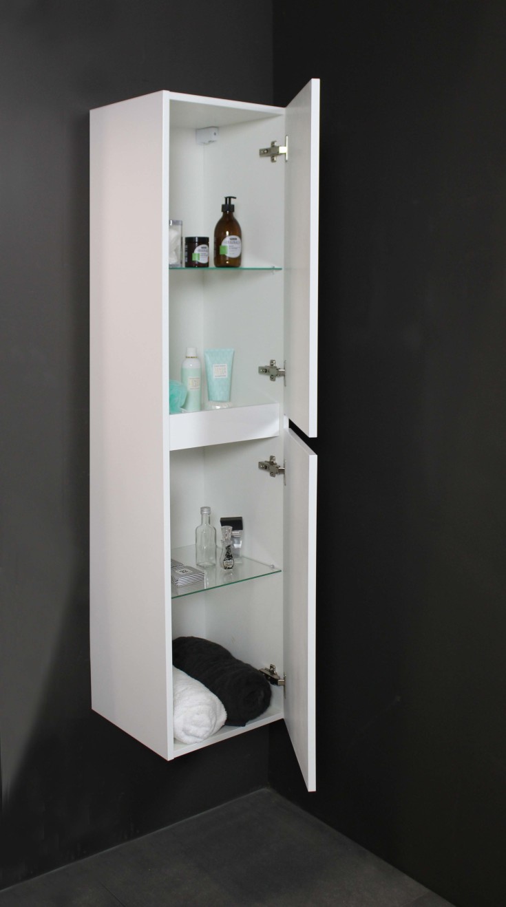 Sanibell Basicline högskåp, 35x150 cm, vit högglans