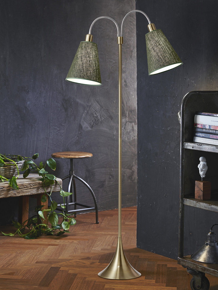 Nielsen fotgjenger gulvlampe med 2 armer (ikke ink. skjermer), messing