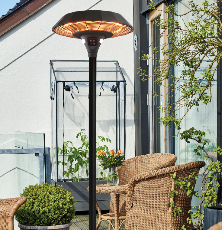 Horthus Ufo terassvärmare, infraröd, golvmodell, 3-steg, 2100 W, svart