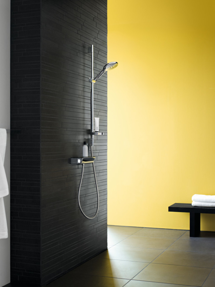 Hansgrohe Ecostat Select brusearmatur, krom/hvid glas