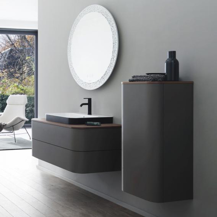 Duravit Happy D.2 speil med lys, dimbar, duggfri, Ø70 cm, hvit