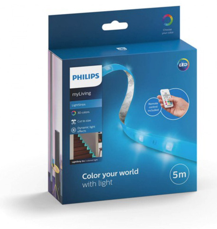 Philips myLiving LED stripe, farget lys og fjernkontroll, 5 meter