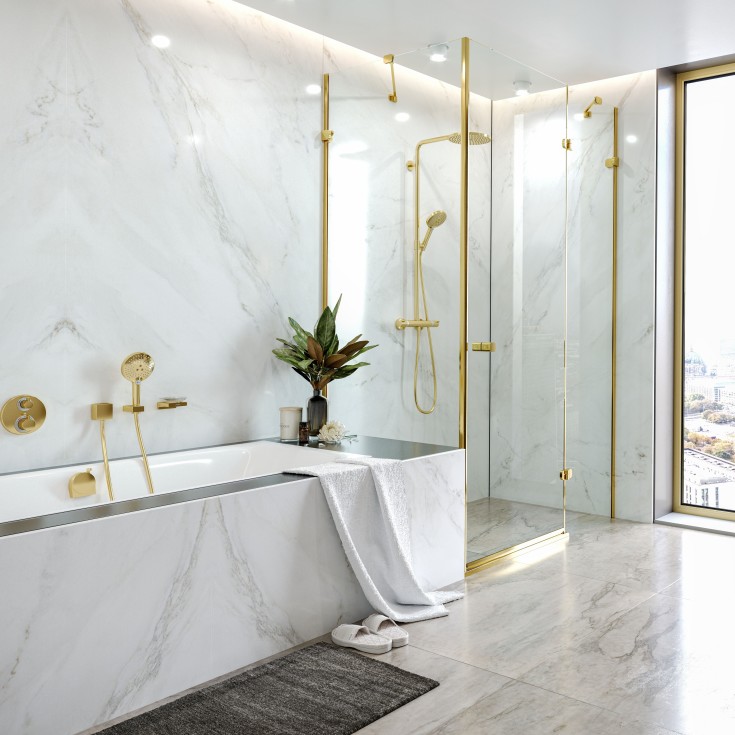 3 stk Hansgrohe Raindance Select S 240 PowderRain brusesæt, guld