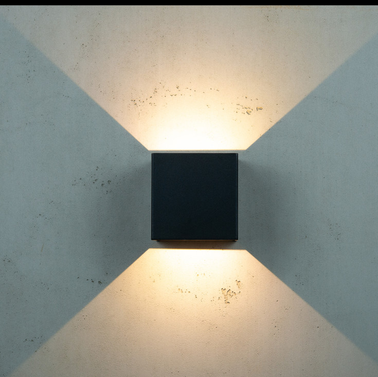 Venus vegglampe, utendørs, 6W, 3000K, 270 lumen, antrasitt