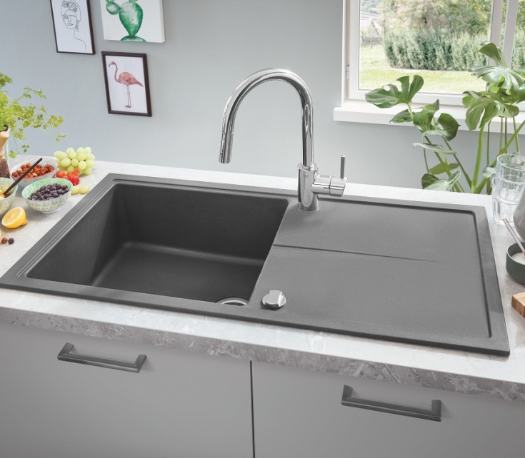 Grohe K400, kjøkkenvask, 100x50 cm, grå
