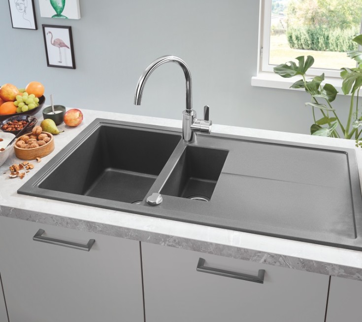 Grohe K400 diskbänk, 100x50 cm, svart