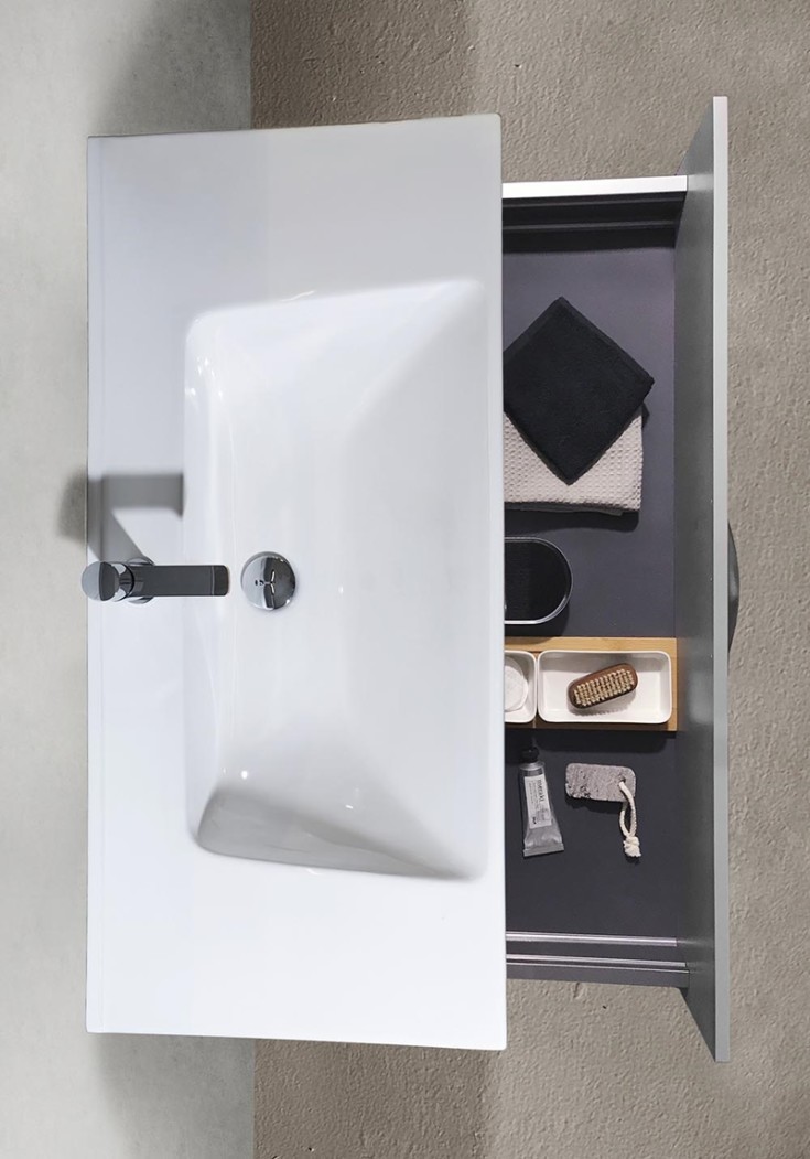 Noro Attract møbelservant, med overløp, 101x46,5 cm, Hvit