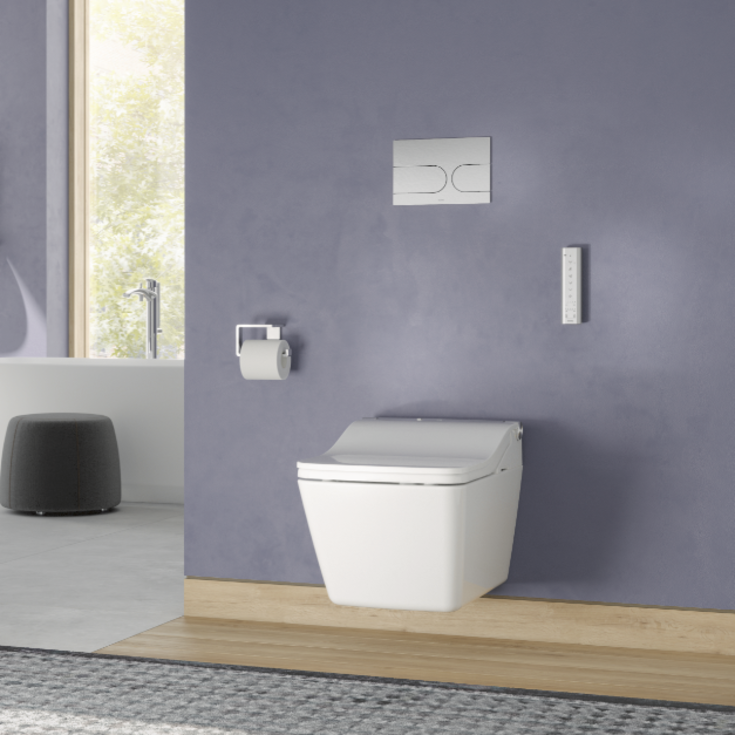 Toto Washlet SW duschtoalettpaket, rengöringsvänlig, vit/borstat rostfritt stål