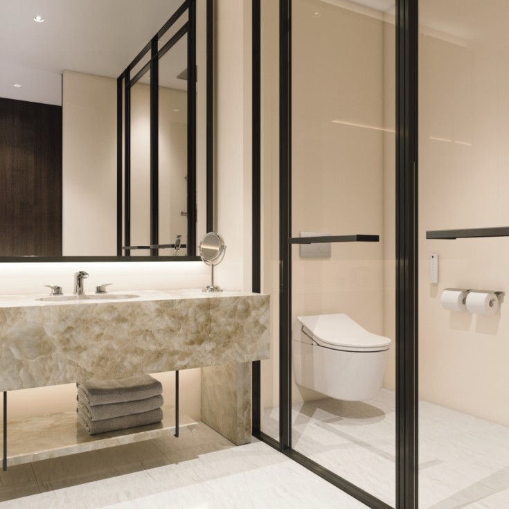 Toto Washlet RX douchetoiletpakke, rengøringsvenlig, hvid/børstet rustfrit stål