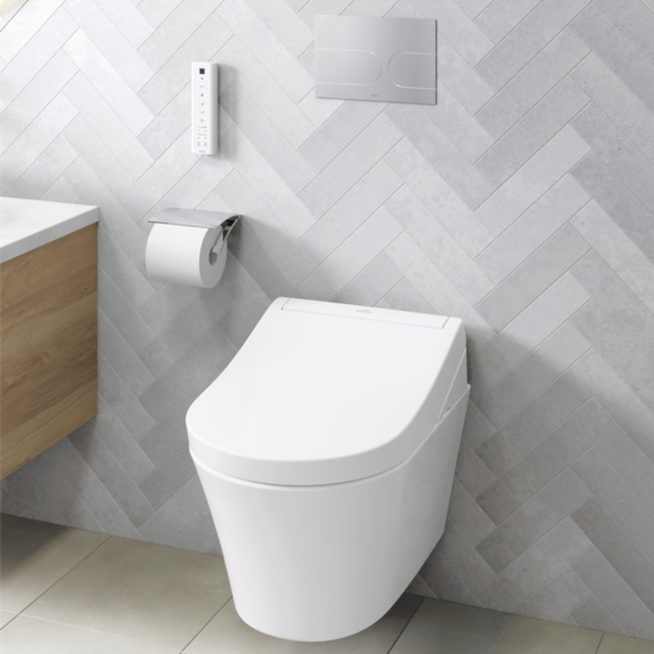 Toto Washlet RG duschtoalett, utan spolkant, rengöringsvänlig, vit