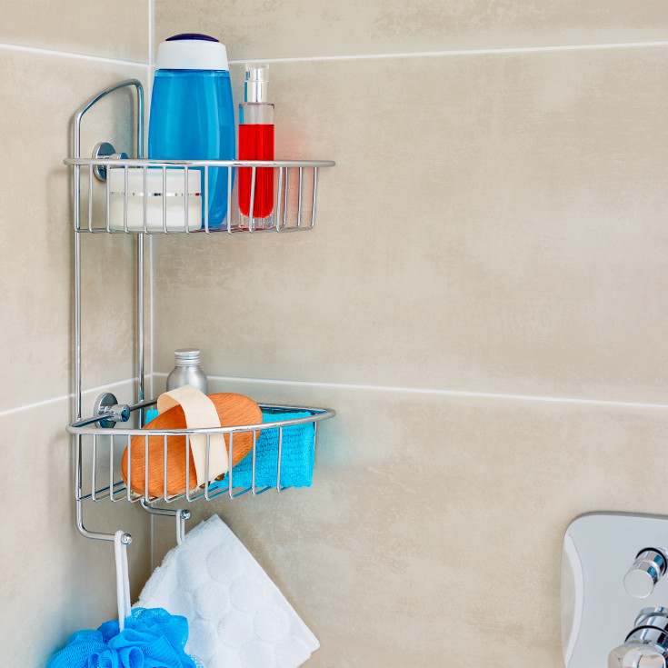 Tesa Draad brusehylde, krom