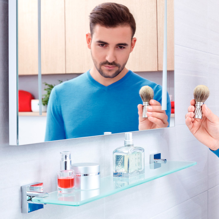 Tesa Ekkro hylde, 60x12 cm, satinert glas/krom