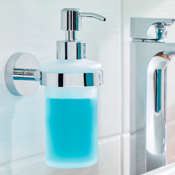 Tesa Smooz sæbedispenser, glas/krom