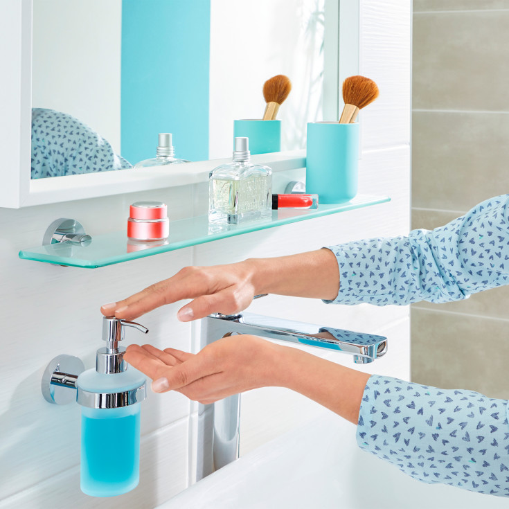 Tesa Smooz sæbedispenser, glas/krom