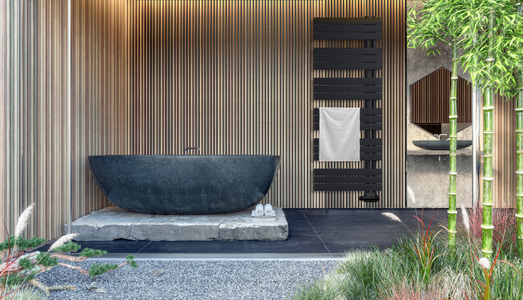 Kriss Stella håndkletørker, kombi, 60x131 cm, matt sort