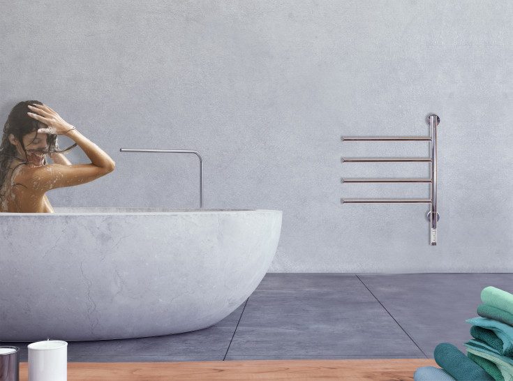 Kriss Tinto håndkletørker, el, 63x45 cm, polert rustfrit stål