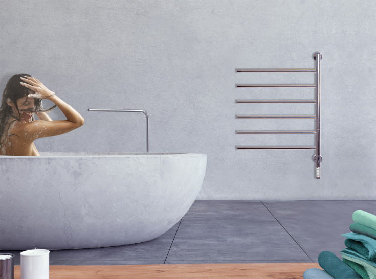 Kriss Tinto håndkletørker, el, 55x83 cm, polert rustfrit stål