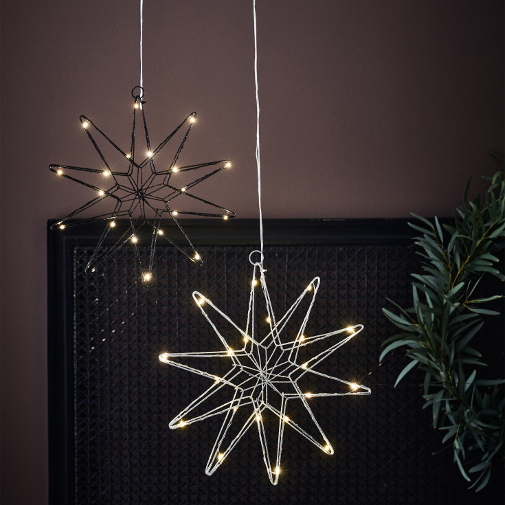 Markslöjd Gleam adventsstjärna med ljus, svart