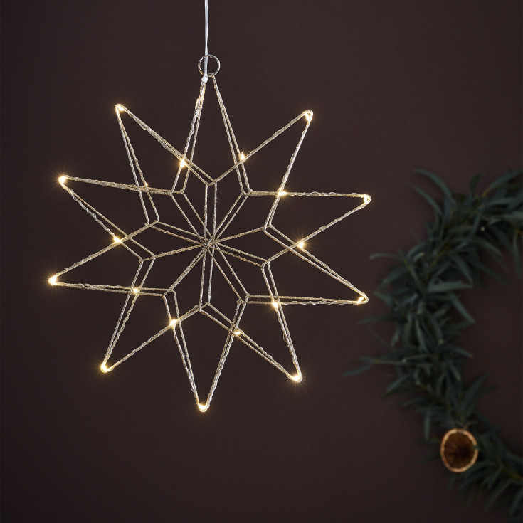 Markslöjd Gleam adventsstjärna med ljus, silver