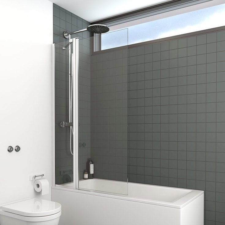 Dansani Match badavskärmning, modell H, 95 cm, klart glas, satin profil